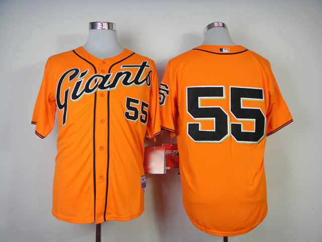 Men San Francisco Giants #55 Lincecum Orange MLB Jerseys
